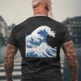 神奈川沖浪日本美術の大波 メンズTシャツ バックプリント 高齢者への贈り物
