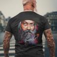 絵画から見たoshoの肖像画 メンズTシャツ バックプリント 高齢者への贈り物