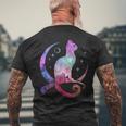 美しい宇宙星雲銀河猫のシルエット メンズTシャツ バックプリント 高齢者への贈り物