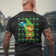 聖パトリックデー 乾杯 ピクセルアート シャムロック ドット絵 レトロゲーム メンズTシャツ バックプリント 高齢者への贈り物