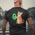 背中にポータル中指を持ついたずらな猫コスチューム。 メンズTシャツ バックプリント 高齢者への贈り物