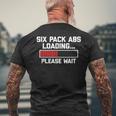 腹筋負荷お待ちください 面白いワークアウトジム 6パック メンズTシャツ バックプリント 高齢者への贈り物