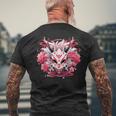 芸者にインスパイアされた日本のおにフラワーマスク メンズTシャツ バックプリント 高齢者への贈り物