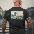 葛飾北斎作 大波 メンズTシャツ バックプリント 高齢者への贈り物