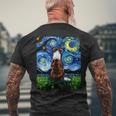 赤いボーダーコリー 星月夜犬 アートワーク メンズTシャツ バックプリント 高齢者への贈り物