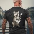 面白いtシャツ シベリアンハスキー 犬 ギター イヌ メンズ グッズ かわいい おもしろ 面白い 服 ネタ メンズTシャツ バックプリント 高齢者への贈り物