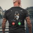 面白いtシャツ シベリアンハスキー 着信 犬 イヌ メンズ グッズ かわいい おもしろ 面白い 服 ネタ メンズTシャツ バックプリント 高齢者への贈り物