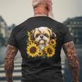 面白いtシャツ シーズー ひまわり わんこ メンズ 犬好き グッズ かわいい おもしろ 面白い 服 ネタ 長袖tシャツ メンズTシャツ バックプリント 高齢者への贈り物