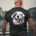 面白いグレート ピレニーズの顔の犬のグラフィック デザイン メンズTシャツ バックプリント 高齢者への贈り物
