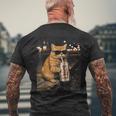 面白いナイトライフ オレンジ 猫 飲酒 ダイエット ドリンク サングラス メンズTシャツ バックプリント 高齢者への贈り物