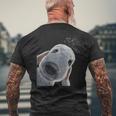 面白い好奇心旺盛な犬のベドリントンテリア メンズTシャツ バックプリント 高齢者への贈り物