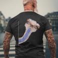 面白い顔のダチョウの鳥 アフリカ メンズTシャツ バックプリント 高齢者への贈り物