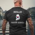 韓国 アンティーク調 旗 釜山 プライド メンズTシャツ バックプリント 高齢者への贈り物