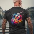鮮やかなコントラバス アートワーク メンズTシャツ バックプリント 高齢者への贈り物