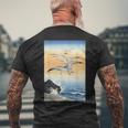 鳥 カモメ 波 海 ヴィンテージ 和 浮世絵 木版画 メンズTシャツ バックプリント 高齢者への贈り物
