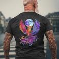 鳳凰 満月 鳥 神話 鳥 若返り メンズTシャツ バックプリント 高齢者への贈り物