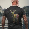 鹿 アートワーク 幾何学的 抽象 動物 グラフィック アート 鹿 メンズTシャツ バックプリント 高齢者への贈り物