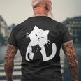 黒猫と白猫 メンズTシャツ バックプリント 高齢者への贈り物