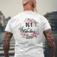 101歳＆ファビュラスフラワーパーティー 101歳の誕生日おめでとう 長袖tシャツ メンズTシャツ バックプリント 高齢者への贈り物