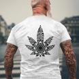 420 ウィードリーフスモーカー マリファナスモーカー メンズ レディース 曼荼羅 メンズTシャツ バックプリント 高齢者への贈り物