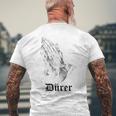 Albrecht Dürer Durer クリスチャンアート 祈りの手 ホワイト メンズTシャツ バックプリント 高齢者への贈り物
