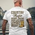 Country Music マディトラックとカウボーイブーツ ウェスタンusa メンズTシャツ バックプリント 高齢者への贈り物
