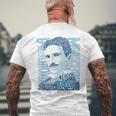 Glitschika s ニコラ・テスライラストtシャツ メンズTシャツ バックプリント 高齢者への贈り物