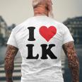 I Heart Lk Initials I Love LK First And Last Name L K メンズTシャツ バックプリント 高齢者への贈り物