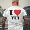 I Heart Yui ファーストネーム I Love パーソナライズ メンズTシャツ バックプリント 高齢者への贈り物