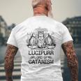 Lucipurr 黒猫 魔法 悪魔 猫 ルシファー オカルティズム メンズTシャツ バックプリント 高齢者への贈り物