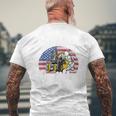 Warehouse アメリカ国旗 フォークリフトオペレーターフォークリフト認定 メンズTシャツ バックプリント 高齢者への贈り物