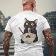 おもしろ猫 ラーメン ヴィンテージ 和麺 メンズTシャツ バックプリント 高齢者への贈り物