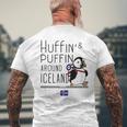 アイスランド周辺のハフィンとパフィン 北欧アドベンチャーお土産 メンズTシャツ バックプリント 高齢者への贈り物