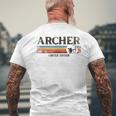 アーチェリー 弓 アーチャー レトロ ヴィンテージ アーチャー メンズTシャツ バックプリント 高齢者への贈り物