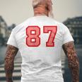 クールなレトロなレタリングジャージバック番号87 Eightyseven メンズTシャツ バックプリント 高齢者への贈り物