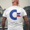 コモドール C64 大文字 ブルーレッド メンズTシャツ バックプリント 高齢者への贈り物