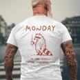 コーヒーが発明された理由は月曜日 少し憂鬱なアライグマ メンズTシャツ バックプリント 高齢者への贈り物