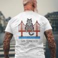 サンフランシスコ キャット ゴールデンゲートブリッジ 本 恋人 メンズTシャツ バックプリント 高齢者への贈り物