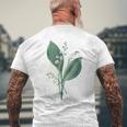 スズラン植物アートペインティングtシャツ メンズTシャツ バックプリント 高齢者への贈り物