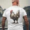 ニワトリ アニマルプリント 動物園 ロボット アートワーク 彫刻 ニワトリ メンズTシャツ バックプリント 高齢者への贈り物