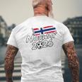 ノルウェー サッカー フットボール 試合 プレーヤー ファン ノルウェー国旗 メンズTシャツ バックプリント 高齢者への贈り物
