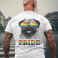 パグ ゲイプライド Lgbt レインボーフラッグ サングラス Lgbtq ギフト 犬 メンズTシャツ バックプリント 高齢者への贈り物