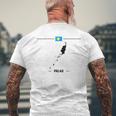 パラオ国旗、地図と国名 パラオ メンズTシャツ バックプリント 高齢者への贈り物