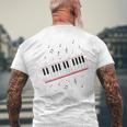 ピアノ ビート キーボード 音符 ミュージシャン ピアノ レッスン メンズTシャツ バックプリント 高齢者への贈り物