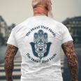 ファティマの手を感じる心を癒す手 メンズTシャツ バックプリント 高齢者への贈り物