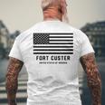 フォートカスター ミシガン州 アメリカ軍 アメリカ国旗 軍隊 メンズTシャツ バックプリント 高齢者への贈り物