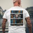 ブックガールアートアイズグラフィック メンズTシャツ バックプリント 高齢者への贈り物