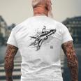ブルーインパルス 墨絵 ホワイト メンズTシャツ バックプリント 高齢者への贈り物