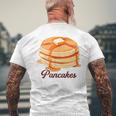 ホットケーキ パンケーキ Pancakes バター はちみつ イラスト 喫茶店 洋菓子 レトロ 水彩 綺麗 かわいい メンズTシャツ バックプリント 高齢者への贈り物