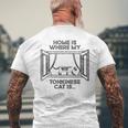 ホーム・ホウェア・マイ・キャット・イズ-ママ・ダッド・トンキニーズ・キャット メンズTシャツ バックプリント 高齢者への贈り物